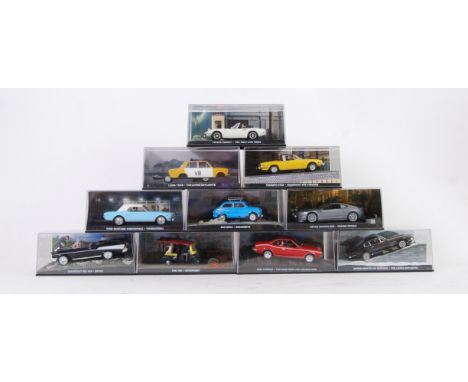 EAGLEMOSS JAMES BOND: A good collection of 10x Eaglemoss made James Bond 007 diorama diecast model cars - each from a differe