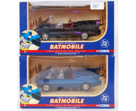 BATMAN: Two 1:24 scale boxed Corgi DC Comics diecast model Batman Batmobiles, both within the original display boxes. Appeari
