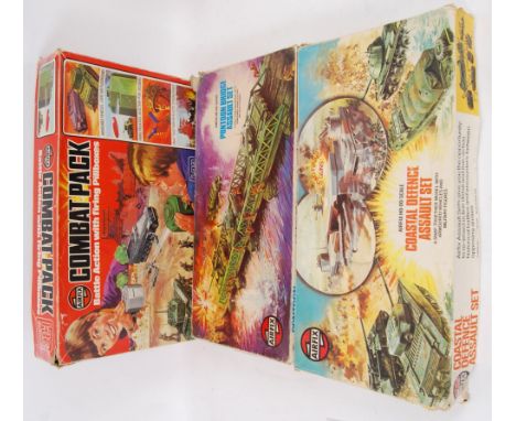 AIRFIX: A good collection of 3x vintage Airfix boxed sets / games - the first being Coastal Defence Assault set, Pontoon Brid