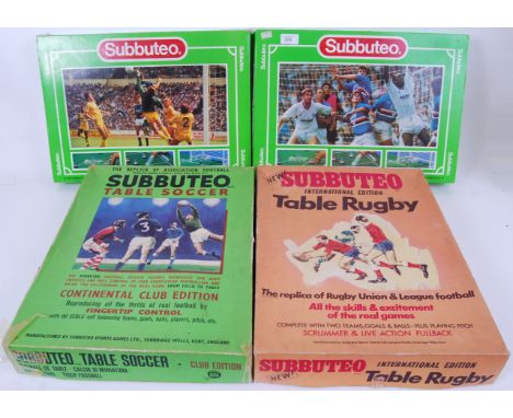 SUBBUTEO: A collection of 4x assorted Subbuteo playing sets - Table Rugby, Club Edition (not complete), and 2x 60140 sets (bo