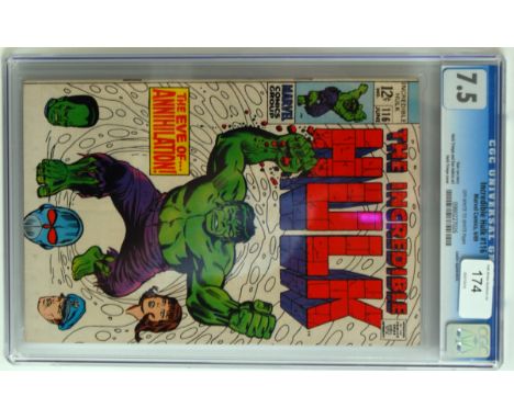 THE INCREDIBLE HULK; An original vintage June 1969 The Incredible Hulk Marvel Issue 116 Graded Comic Book. Graded 7.5 by CGC.