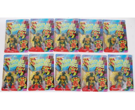 TEENAGE MUTANT NINJA TURTLES; A collection of 10x vintage Teenage Mutant Ninja / Hero Turtles bootleg action figures ' Turtle
