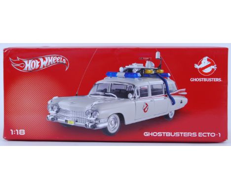 GHOSTBUSTERS ECTO 1; A fantastic 1:18 scale Hotwheels Ghostbusters Ecto 1 diecast model car. Appears unused, within the origi