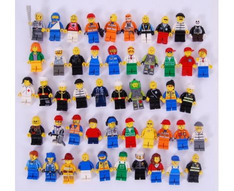 LEGO; A collection of 50x assorted Lego minifigures, to include vintage, Space, City, Town, Series etc. 