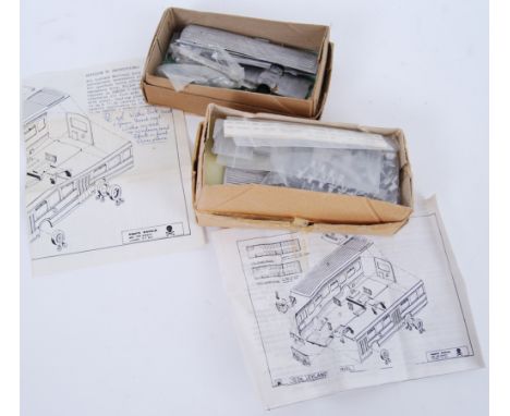 WHITE METAL KITS; Two vintage ' Pirate Models ' white metal model diecast kits, both for Leyland National buses. Each within 