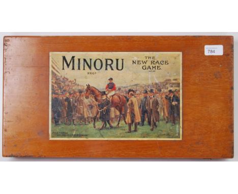 MINORU: A rare Edwardian ' Minoru ' ' The New Racing Game! ' playing game, within the original box (with paper label in tact)