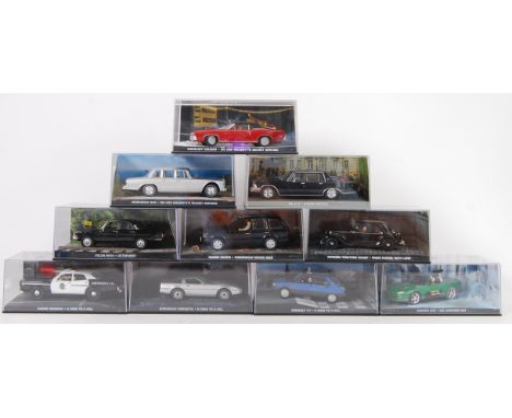 EAGLEMOSS JAMES BOND: A good collection of 10x Eaglemoss made James Bond 007 diorama diecast model cars - each from a differe