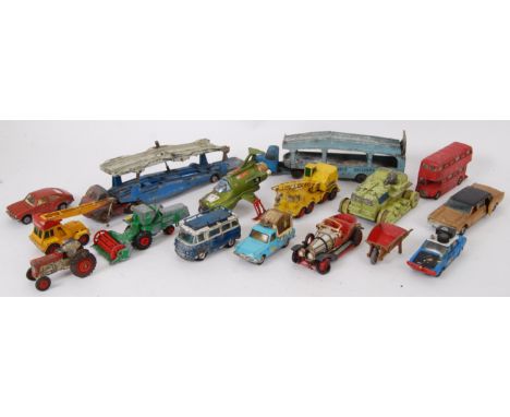 DIECAST: A collection of assorted loose vintage diecast to include mostly vintage Dinky, comprising of: SHADO, Dinky car tran