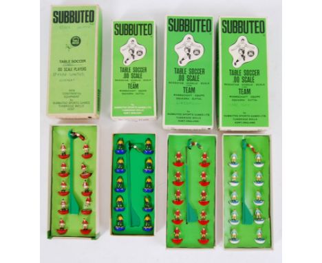 SUBBUTEO: A collection of 4x vintage boxed Subbuteo tabletop football teams, each complete with all figures. Sets include; 5,