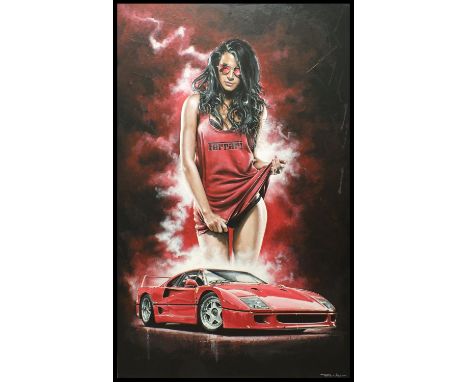 The glamorous F40 having to share the limelight for once. Tony Upson Original Acrylic on Canvas and framed 125 cmx 79 cm.Clic