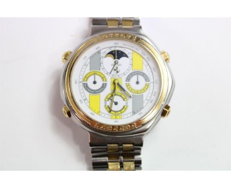 Bi-metal Cartier Men’s Chronograph in very good condition.Complete with box, guarantee/warranty booklet and even extra links 