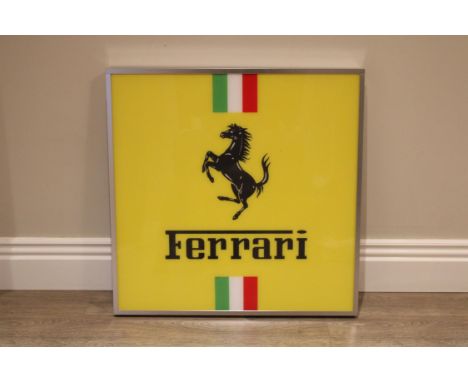 Compact contemporary Ferrariesque sign depicting the Cavallino Rampante.Attractive 60cm x 60cm illuminated sign which would l