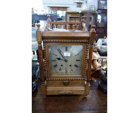 A VICTORIAN OAK CASED BRACKET CLOCK with silvered dial