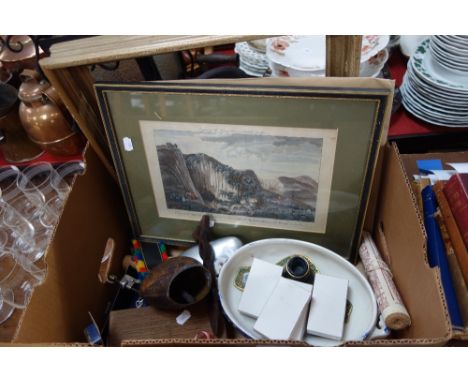 A CARLTONWARE CHINOISERIE DESK STAND (examine), cast metal soldiers and sundries