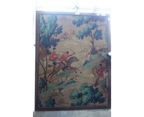 A FRAMED SECTION OF SANDERSON HUNTING FABRIC circa 1950, 65cm x 84cm