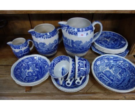 A SET OF THREE COPELAND SPODE'S ITALIAN 1920'S GRADUATED JUGS and other Spode Italian items