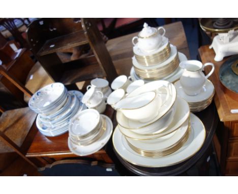 A ROYAL GRAFTON CREAM AND GILT PART DINNER SERVICE, a Royal Crown Derby tea service and other ceramics