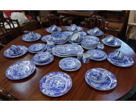 A LARGE COLLECTION OF SPODE ITALIAN BLUE AND WHITE DINNER AND TEA WARES