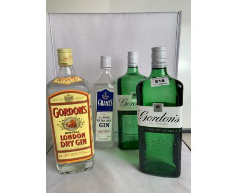 2 bottles of Gordons Original London Gin, 1 bottle of Gordons London Dry Gin and 1 bottle of Grants Special London Extra Dry 