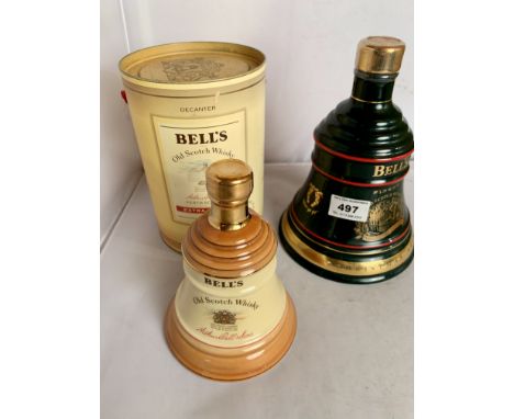 1 boxed and sealed Bells Extra Special Old Scotch Whisky small decanter and 1 sealed Bells Finest Old Scotch Whisky, Christma