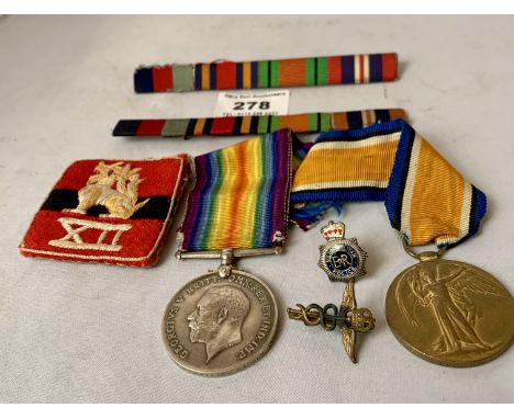 2 WW2 medals awarded to 558149 PTE. A. Dunaitis, Labour Corps and 2 badges and patch
