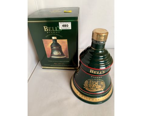 Boxed and sealed Bells Finest Old Scotch Whisky, Christmas Decanter 1993