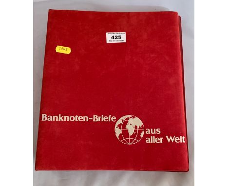 World First Day Bank note cover album including Cuba, Finland, Mexico, Poland, Argentina, USA, Germany and England