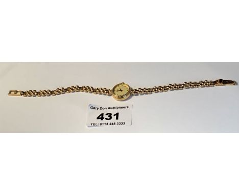 9K Gold Rotary LadiesWatch with 9k gold strap, total w:9 grams