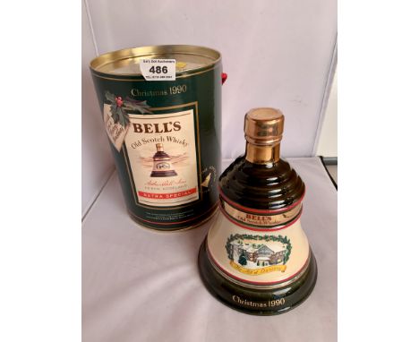 Boxed and sealed Bells Extra Special Old Scotch Whisky, Christmas decanter 1990