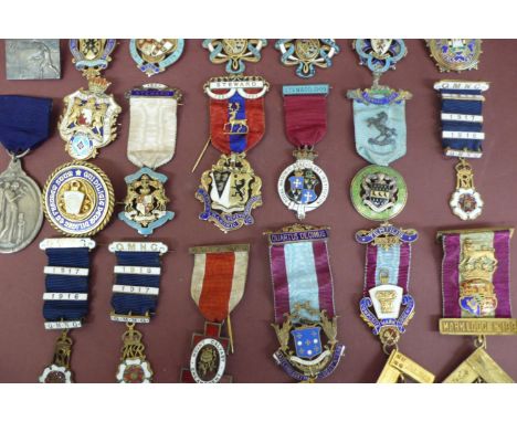 Twenty one silver gilt and enamel jewels for masonic institutions and lodges 1902 