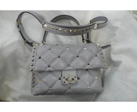 Valentino 'Garavani Candy stud' shoulder bag, light grey quilted leather with leather shoulder and short handles, decoration 