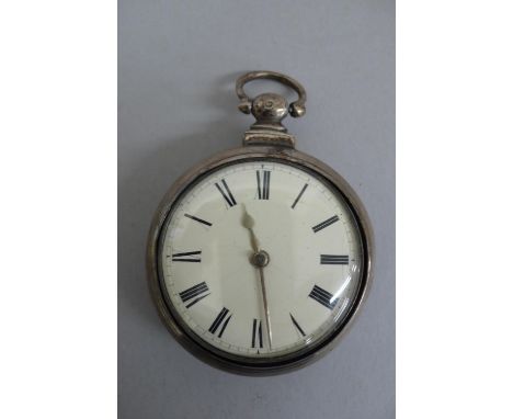 19thC silver pair cased verge pocket watch with white enamel dial by W.M. Page No. 4009 - Birmingham 1838 