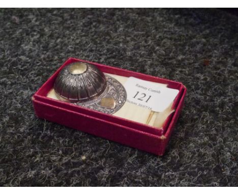 A silver jockey cap caddy spoon, Sheffield 1969, in its original cardboard box