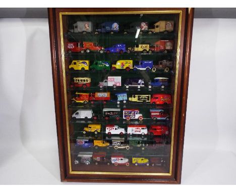 Lledo - Days Gone - 3 x wooden wall mounted 8 shelf display cabinets containing 117 vehicles including Ford Transit in BT liv