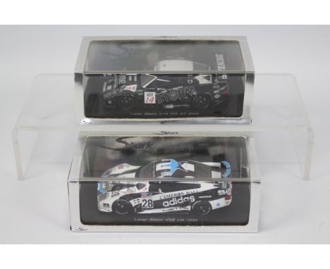 Spark - 2 x Lister Storm models in 1:43 scale, a number 28 car in Newcastle United livery as raced by Tiff Needell in the 199