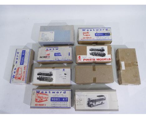 Westward Model Kits - Pirate Models - 10 x boxed white metal model bus kits in 1:76 scale including Leyland TD7 # 4440, AEC R