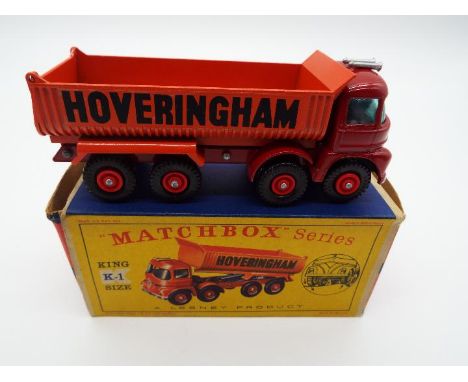 Matchbox by Lesney - No K-1 King Size, 8-wheel Tipper Truck # K1 in original all-card blue and yellow picture box (m in vg bo