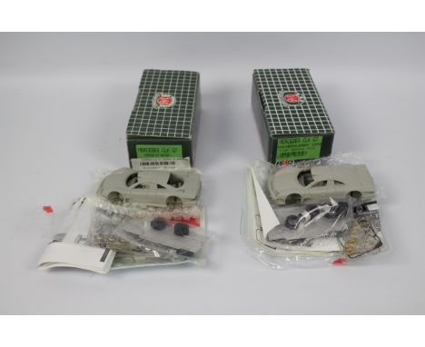 BBR Models - 2 x unmade Mercedes Benz CLK GT resin model kits in 1:43 scale # PJ168, # PJ169. They appear untouched with part