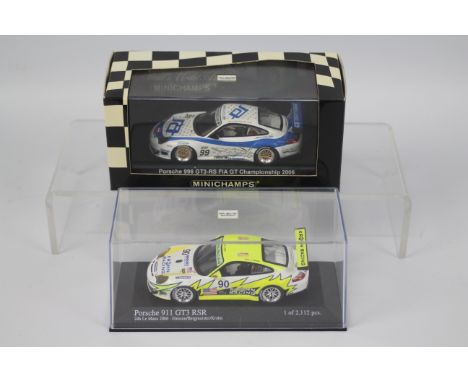 Minichamps - 2 x Porsche models in 1:43 scale, a limited edition 911 GT3 RSR from the 2006 le Mans 24 Hours, one of only 2112