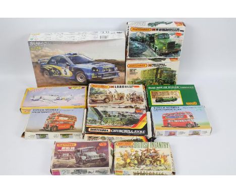 Matchbox, Heller, Merit, Others - A mixed collection of boxed plastic model kits in various scales. Lot includes a Heller #80