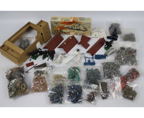 Airfix, Others - An unboxed, and painted Airfix 1:72 scale 'Fort Sahara' with a large quantity of mainly unpainted 1:72 scale