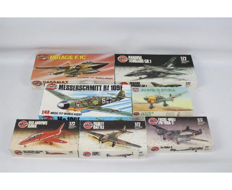 Airfix - A collection of seven boxed 1:72 scale military aircraft plastic model kits. Lot includes #904027 Tornado GR1; #9040