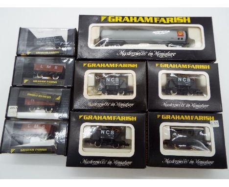 Graham Farish - 9 x boxed N gauge wagons, (various including 100 ton tanker bogie # 3702), all appear ex to nm in vg to nm bo