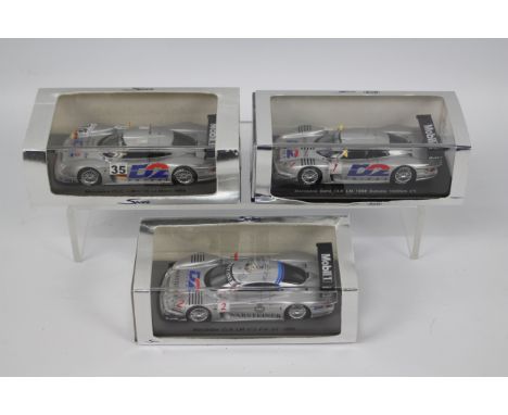 Spark - 3 x Mercedes Benz CLK LM models in 1:43 scale, a number 35 car from the 1998 Le Mans # S0161, a number 1 car from Suz