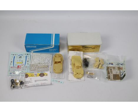 Provence Moulage - Renaissance - 2 x unmade Porsche resin model kits in 1:43 scale, a 911 GT1 1996 Le Mans model # 025PO and 