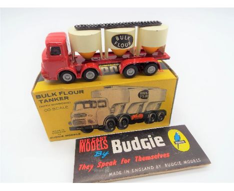 Budgie Toys - an OO scale Bulk Flour Tanker with windows # 288, appears ex+ in vg+ picture box with promotional colour leafle