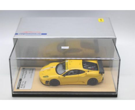 Tecnomodel - A limited edition hand built resin 1:43 scale Ferrari F430 GT2 2009 Press car in yellow with Italian Flag stripe