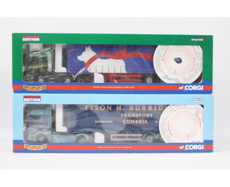 Corgi - Hauliers Of Renown - 2 x limited edition trucks in 1:50 scale, a DAF CF Curtainside in Tyson H Burridge Ltd number 91