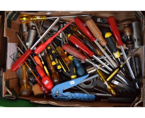 A box of tools including various screwdrivers (box A)