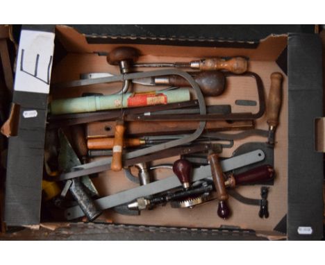 Two boxes of assorted vintage tools (box E)